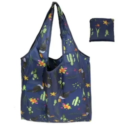 Women's Foldable Leopard Print Floral Shopping Bag - Reusable, Washable, and Easy to Carry (5)