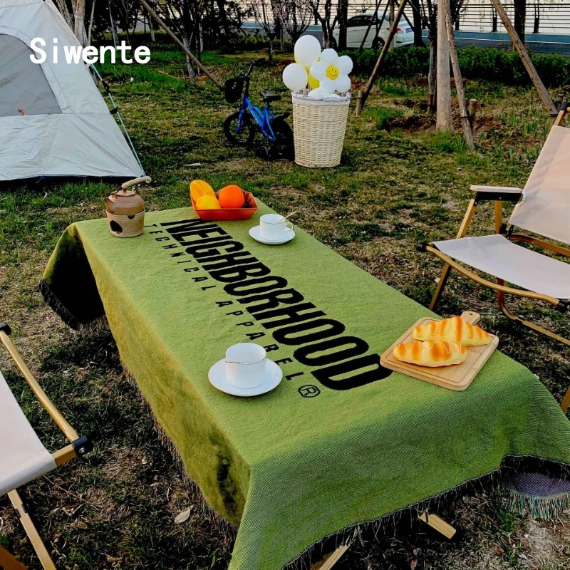 

Green Picnic Camping Mat Dining Table Bedroom Decoration Carpet Bohemian Dustproof Rugs Easy Clean Blanket Portable Beach Mats
