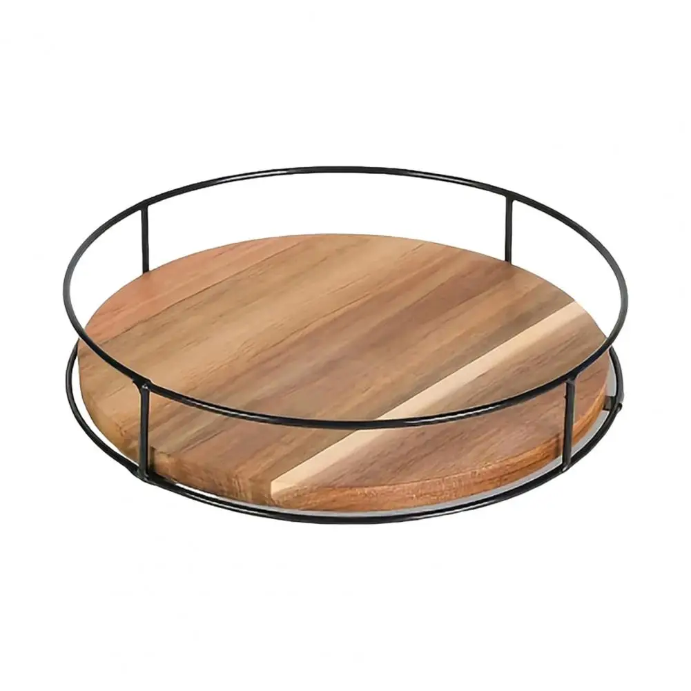 Wooden Serving Tray Vanity Tray Rustic Style 360-degree Rotating Wooden Tray for Dining Table Pantry Organization for Home 3