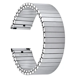 Stainless Steel Elastic Stretch Watch Band Bracelet - Universal Metal Expansion Strap - 22mm (Silver)