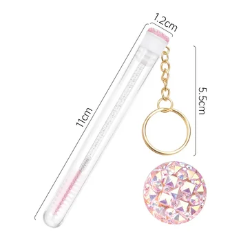 10 Pcs Eyelash Brush With Women Lash Extension Micro Comb Container Makeup Gold Keychain Glitter  Wand For MascaraTools Tube 1