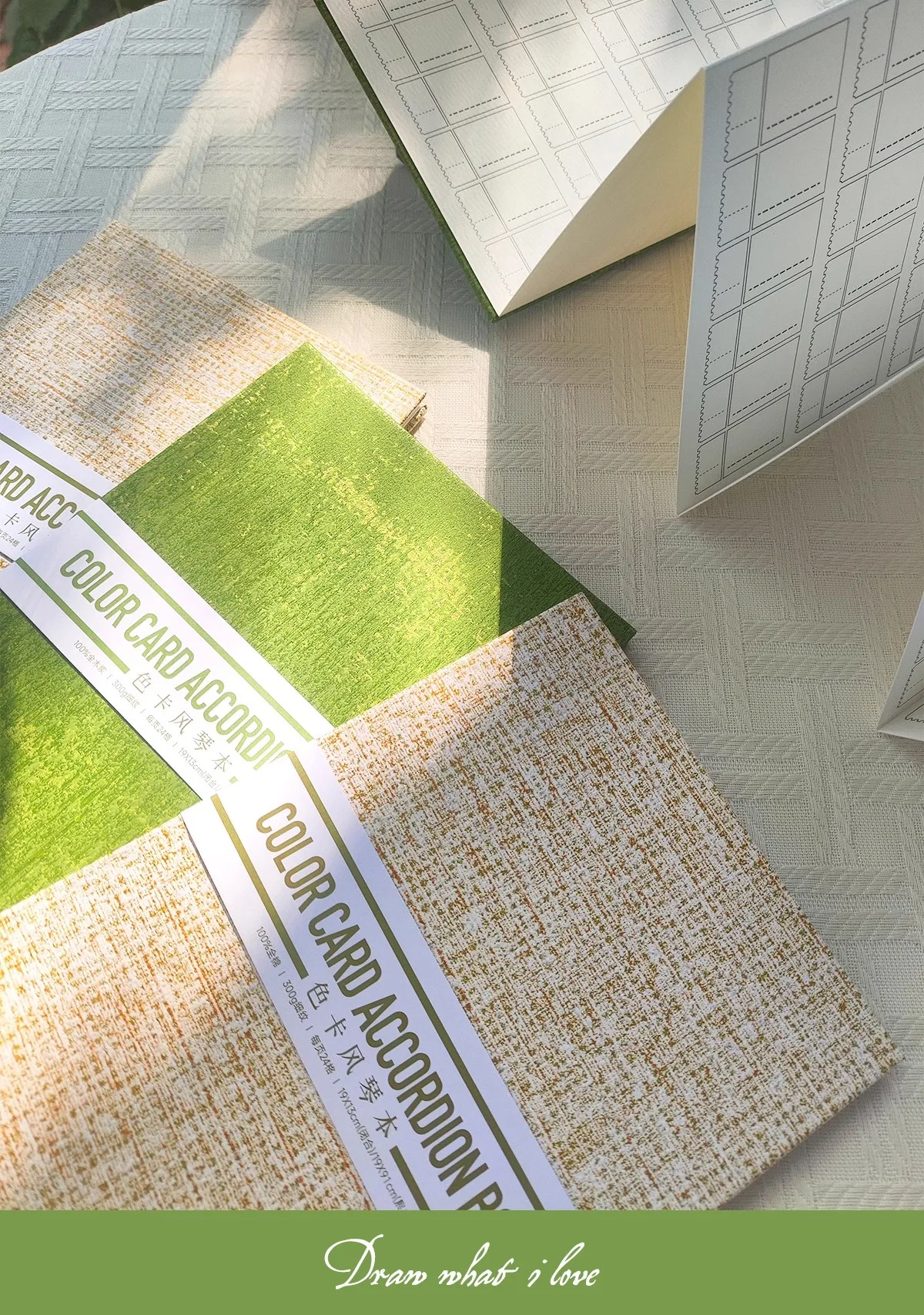 POTENTATE Blanko-Aquarell-Kartenpapier mit heißgepresstem Farbkarten, Akkordeonbuch, 100 % Baumwolle, Holzzellstoff, 300 g gefaltete Seite, Malkartenbuch – Detail 8