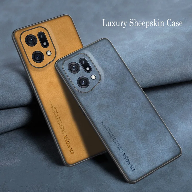 For Oppo Find X5 Pro Luxury Sheepskin Leather Shockproof Silicone Case For Oppo Find X5 FindX5 Pro Lite Phone Case Cover Coque 3