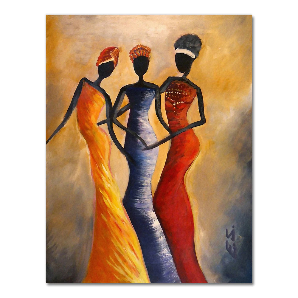Impression de toile de dames africaines dans un style de peinture à l