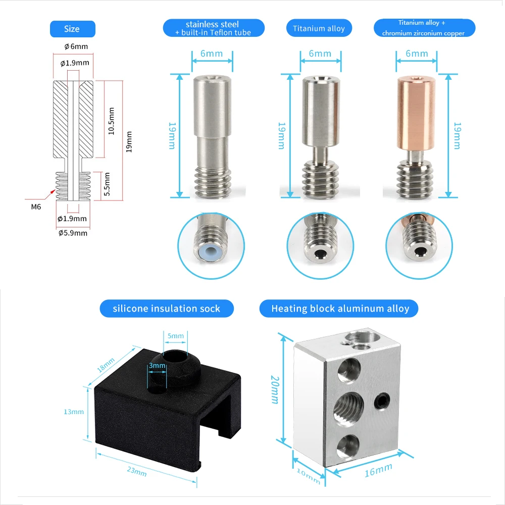 엔더 3 S1 CR10 스마트 프로 3D 프린터용 스프라이트 압출기, 24V 40W 프린트 헤드, J-헤드 핫엔드 바이메탈 방열판 스로트, 2 세트, 5 세트
