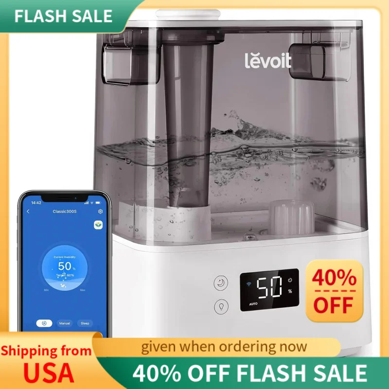 

LEVOIT Humidifiers for Bedroom Large Room Home,(6L)Cool Mist Top Fill Essential Oil Diffuser for Baby &Plants,Smart App &amp