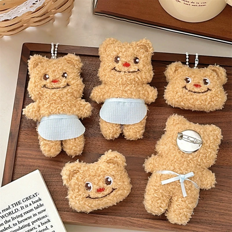 Kawaii Cartoon Plush Bear Brooch For Women Girl Clothes Badge Pins Backpacks Pendant DIY Handmade Decoration Accessories Gifts