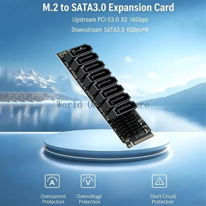 M.2 NVME PCIE 8 포트 SATA3.0 어댑터 추가 카드 6Gbps 섀시 서버 87HC