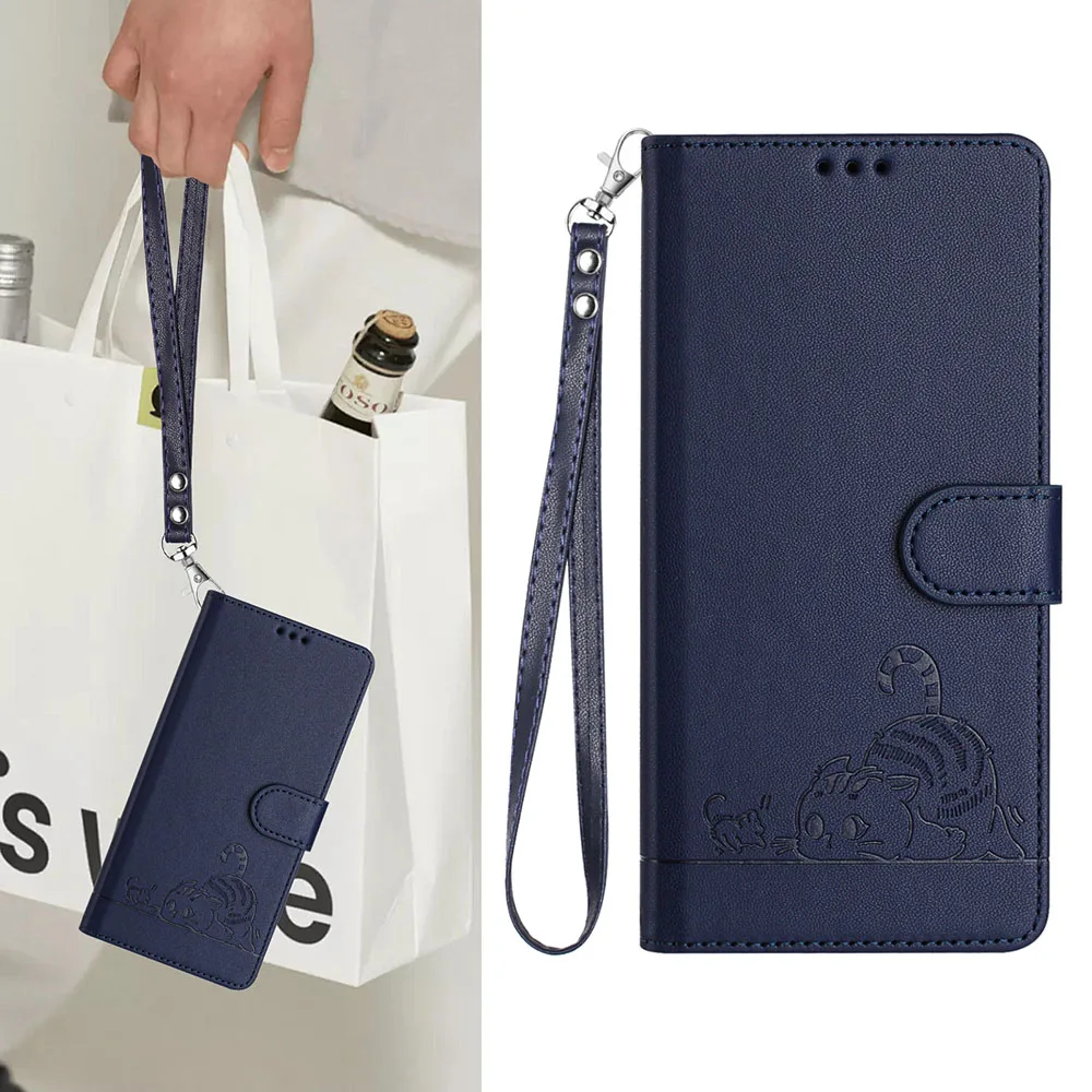 Cute Cat Pattern Wallet Flip Case with Smart Card Slots