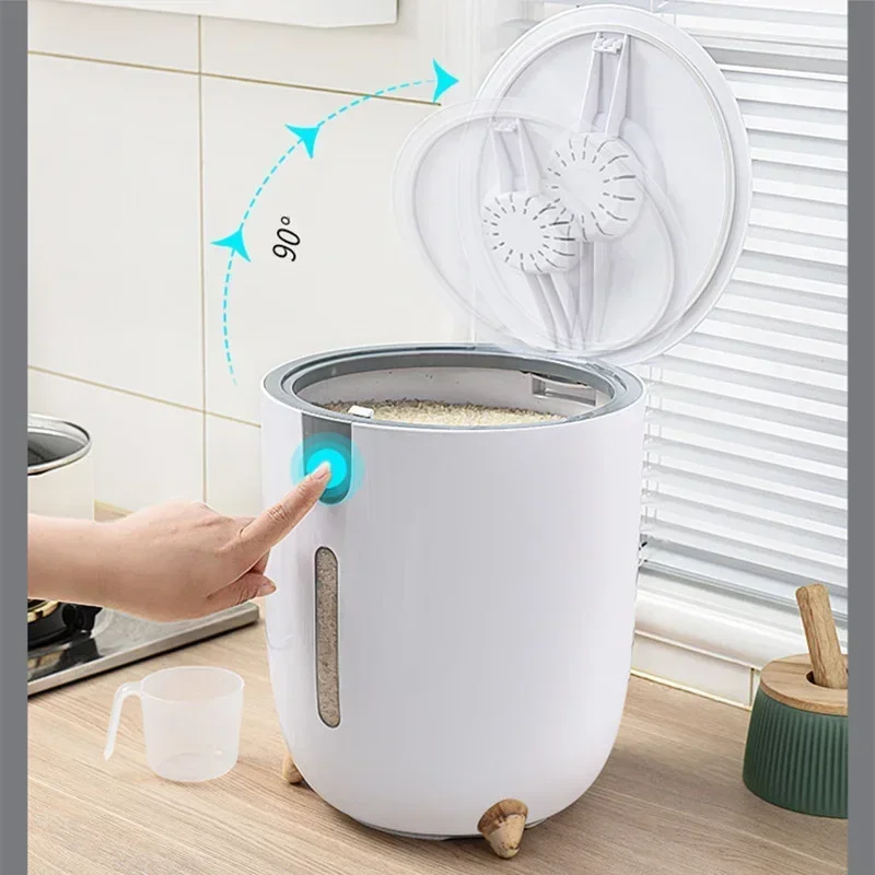 

Bucket Box Sealed 5kg/10kg And Household Transparent Moisture-proof Rice Flap Insect-proof Storage Kitchen