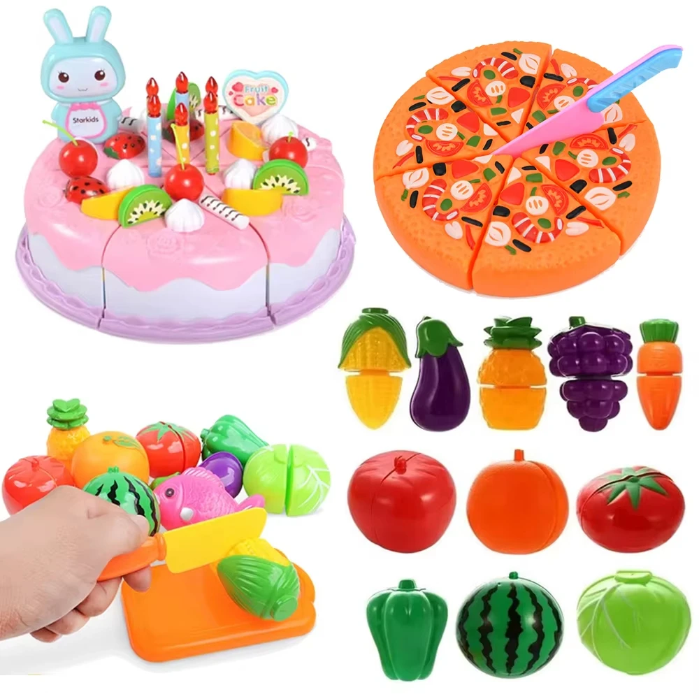 Cutting Fruits Vegetables Toys Set Game Baby Plastic Food Toy
