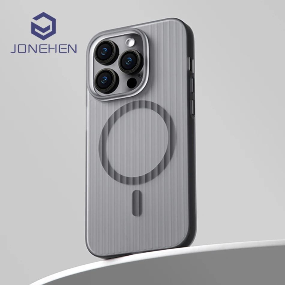 Luxury Corrugated Pattern Matte Magnetic Wireless Charge Case For 