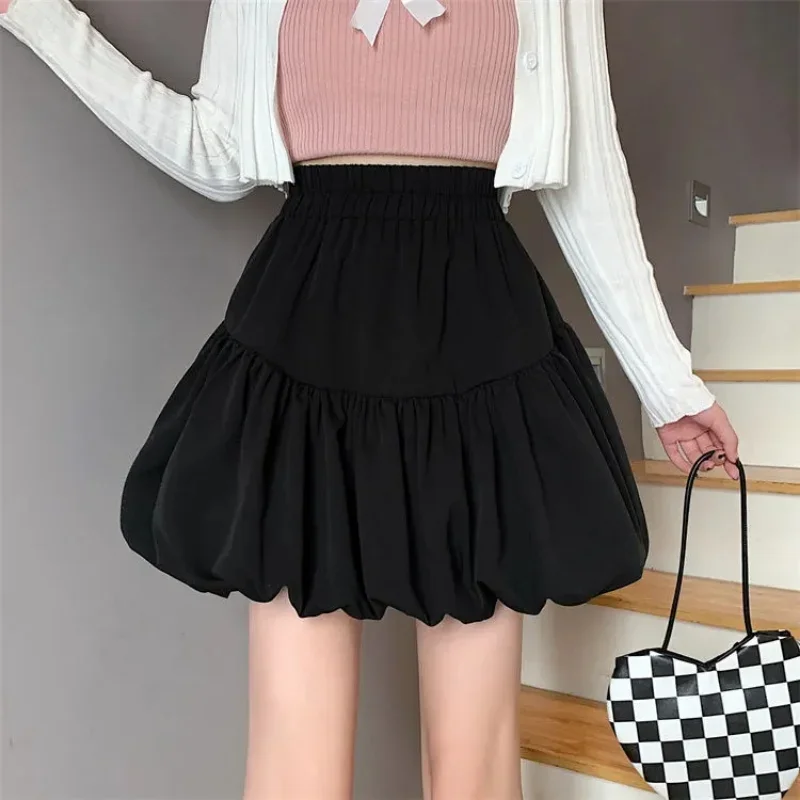 HOUZHOU Mini Balloon Skirt Women Summer Korean Style Cute