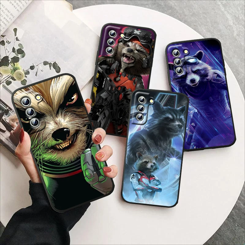 

Marvel Rocket Raccoon Cute For Samsung Galaxy S23 S22 S21 S20 S10 S9 Ultra Plus Pro 4G 5G silicone Soft Black Phone Case
