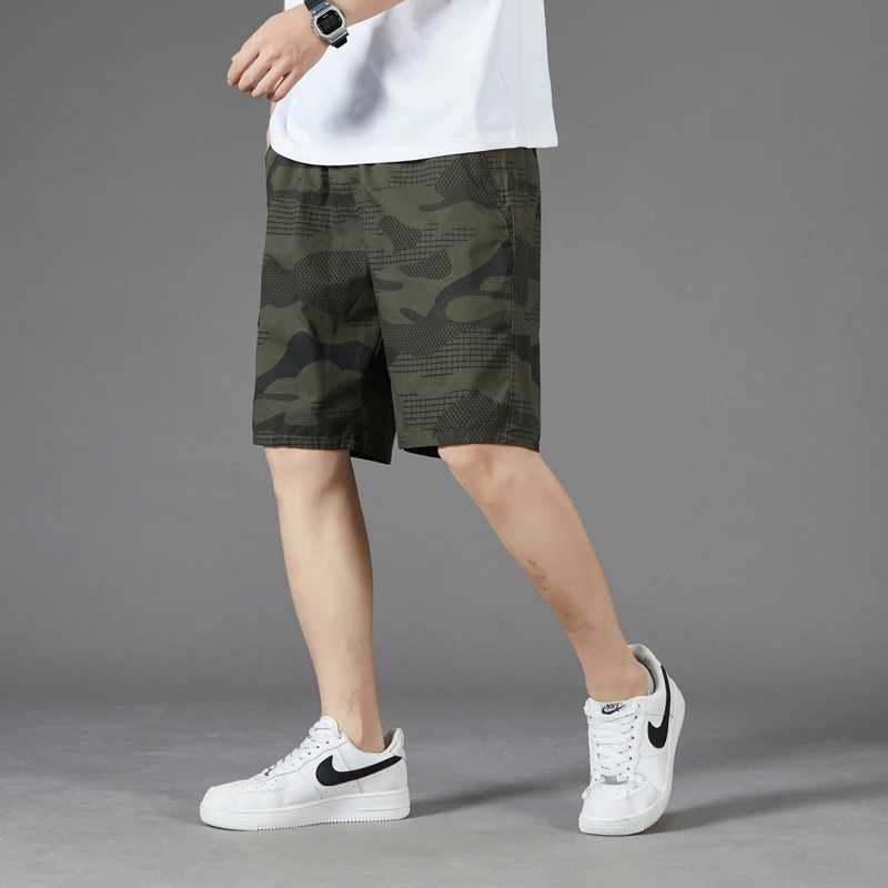 Summer Camouflage Cargo Shorts Men Outdoor Drawstring Lightweight Tactical Shorts Multi Pockets Military Hiking Shorts Male