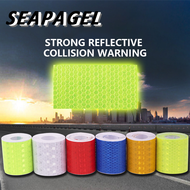Car Styling Sticker Reflective Warning Tape Motorcycle Reflective Tape Safety Warning Color Grid Reflector Safety Accessories