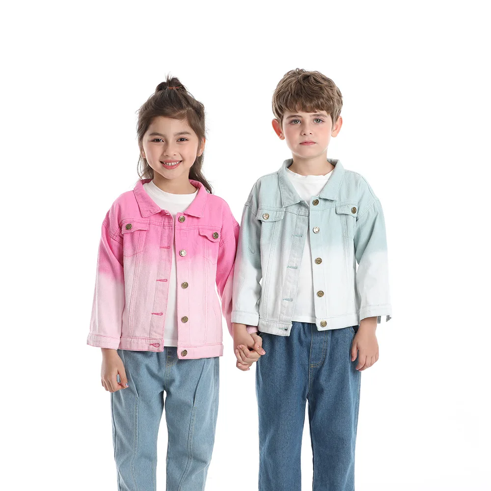 

Baby boy girl gradient Jean jacket casacos infantis menina vestes veste garcon enfant toddler boy girl coat kid designer clothes