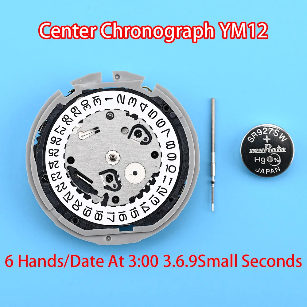 

YM12 Center Chronograph YM12A | YM Series Quartz Movement Size:12''' Six Hands 3.6.9 Small Seconds date display at 3:00