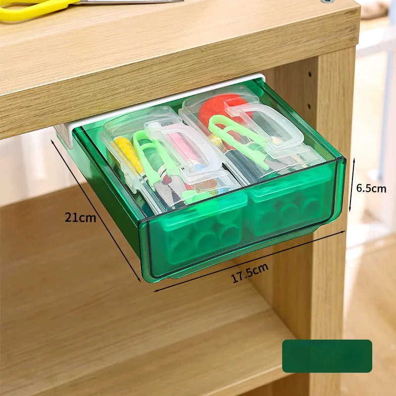 Multifunctional Drawer Type Desktop Under Desk Storage Box Hidden Office Organizer Drawer Boxs Desk Stationery Box Storage Tools