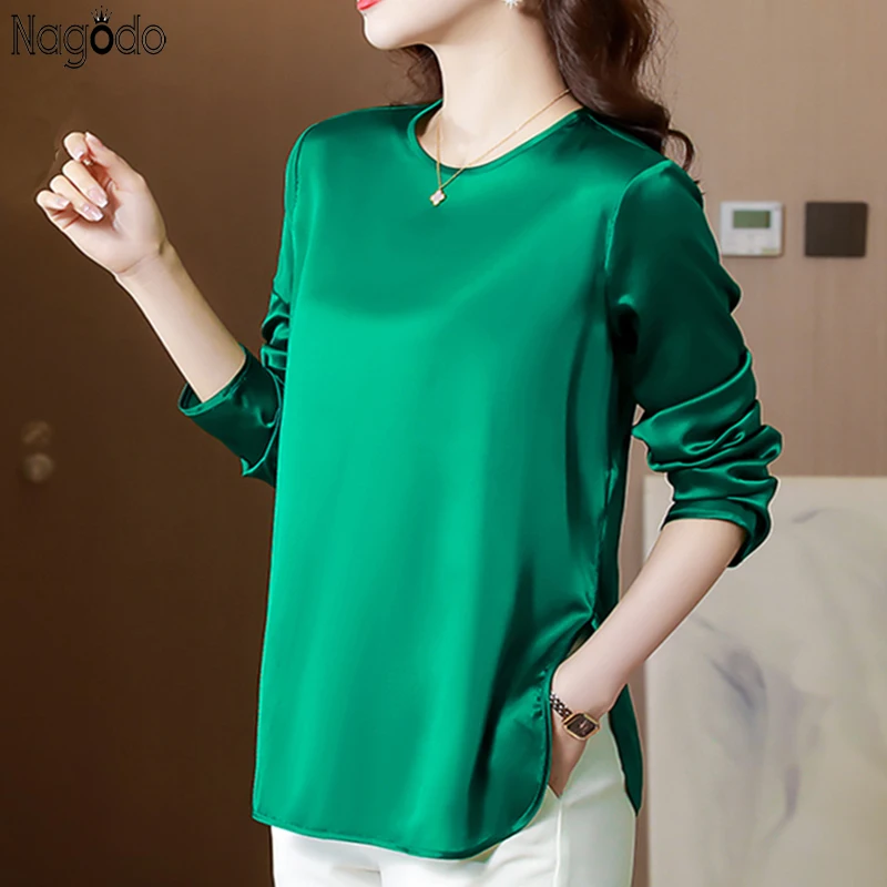 Women's Modern Long Sleeve Satin Blouse | Ideal for Spring/Summer main image 1