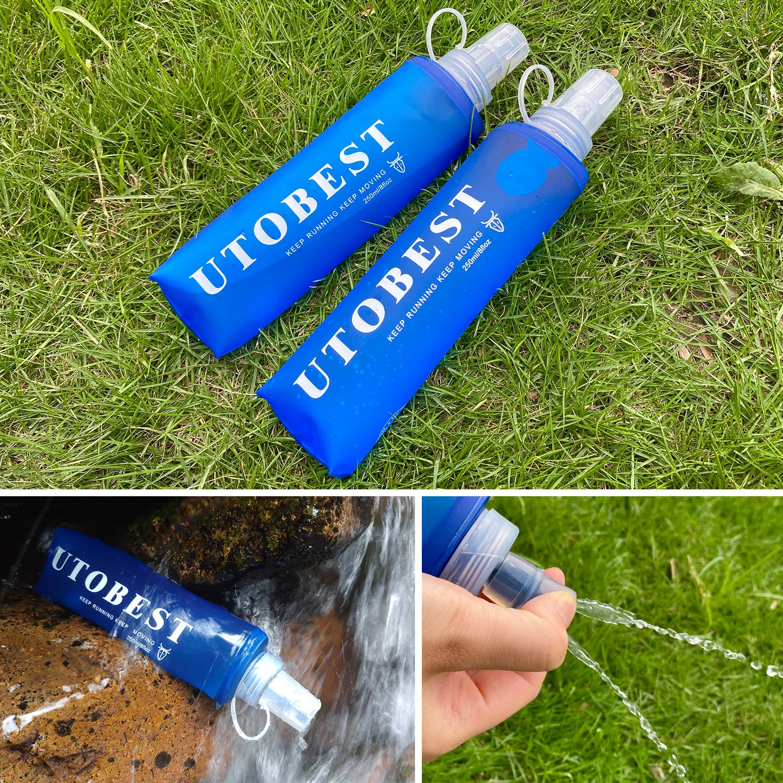 Portable Water Bottle UTOBEST Soft Flask Running Collapsible Water Bottles BPA PVC Free