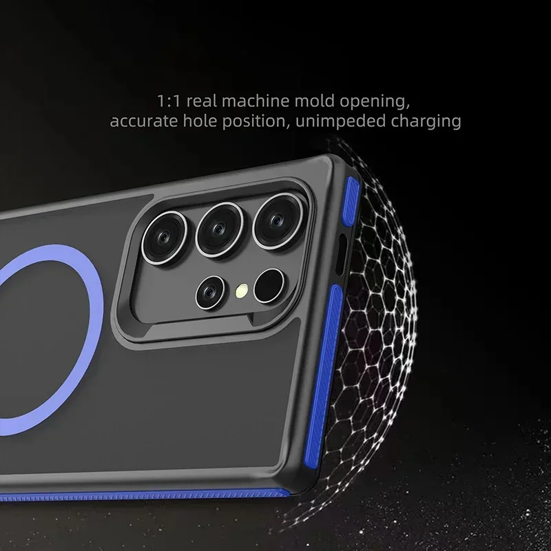 Magnetic Shockproof Matte Translucent Phone Case with Magsafe Wireless Charging Compatibility