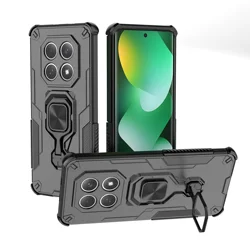 Heavy Duty Metal Ring Rugged Case - Ultimate Protection Cover for Poco M8 Pro (Black)