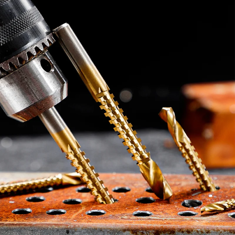 Everything Is Solar Twist Drill Bits Set Titanium Coated Drill Bit 3-8mm Serrated Grooving Spiral Jagged Saw Drill Bit Composite Drill Bits - Image 2