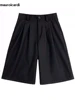 Mauroicardi Spring Summer Loose Casual Soft Black Pleated Shorts for Men Mens with High Waist Short Straight Pants Clothes 2024 5