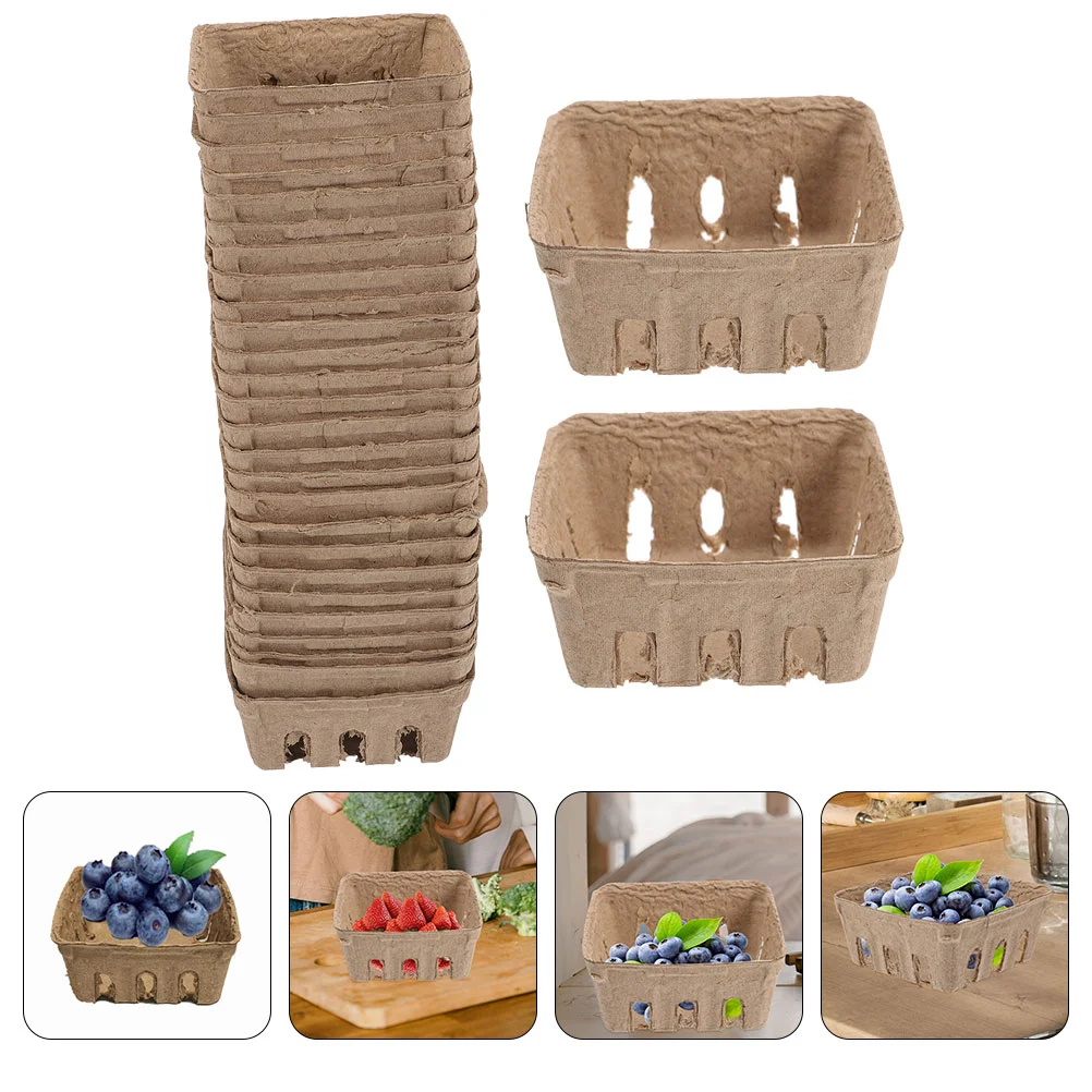 

40Pcs Fruits Packaging Box Pulp Berry Basket Vegetable Fruit Packing Containers