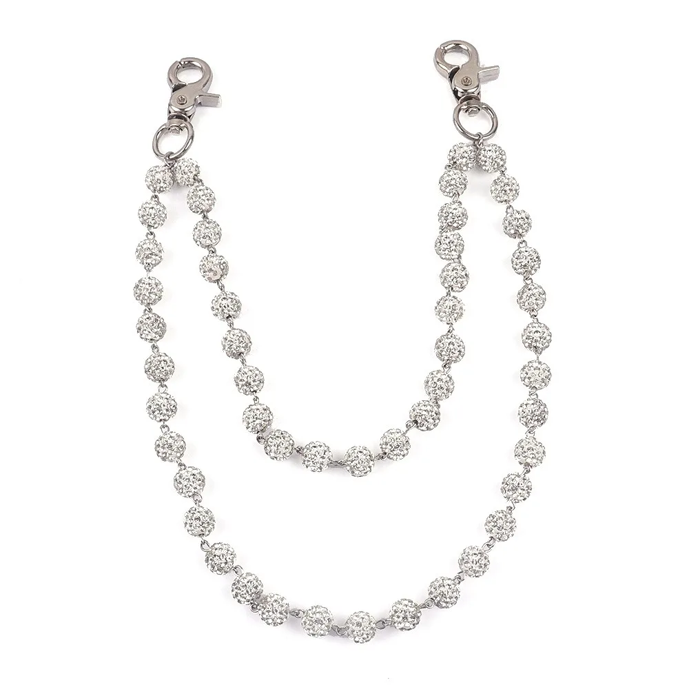 Harajuku Street Hip Hop Trousers Rhinestone Keychain Hipster Pant White Wallet Belt Chain Jeans Chain