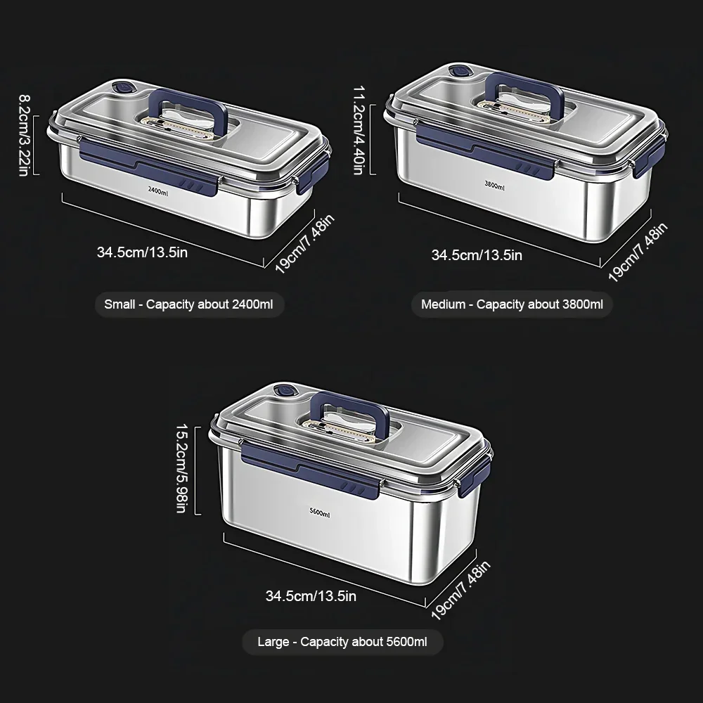 Food Storage Containers Lids Airtight Food Grade 316 Stainless Steel Large Capacity Leakproof Kitchen Storage Container kitchen storage box,food storage container