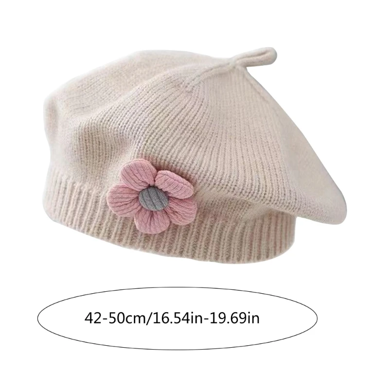 Fashionable Baby Hat Knitted Beret Soft & Breathable Warm Painter Caps Trendy Hair Accessory Headwear for Toddlers Girls 6