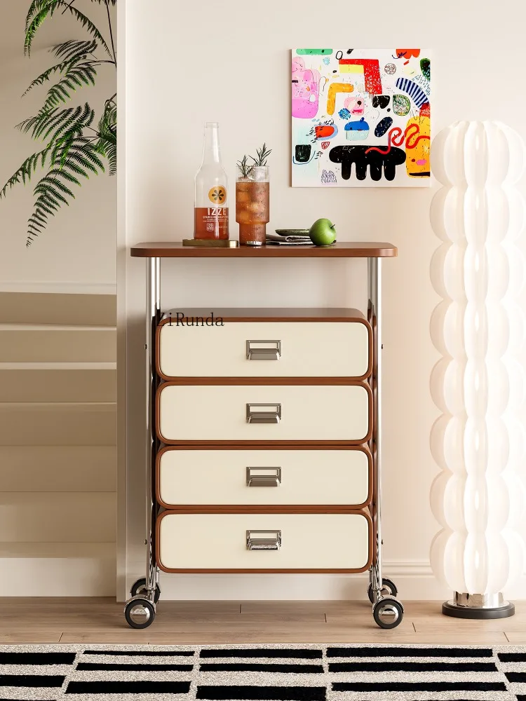 Modern art wind bucket cabinet, home living room, bedroom, wall mounted storage cabinet, roller movable cabinet
