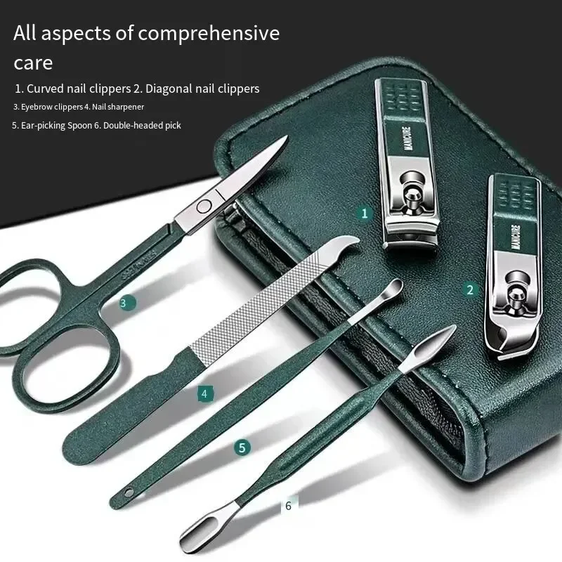 6Pcs/Set Nail Clipper Pedicure Set Manicure Set Personal Nail Care Tools Kits Stainless Steel Nail Clipper Sets Gift
