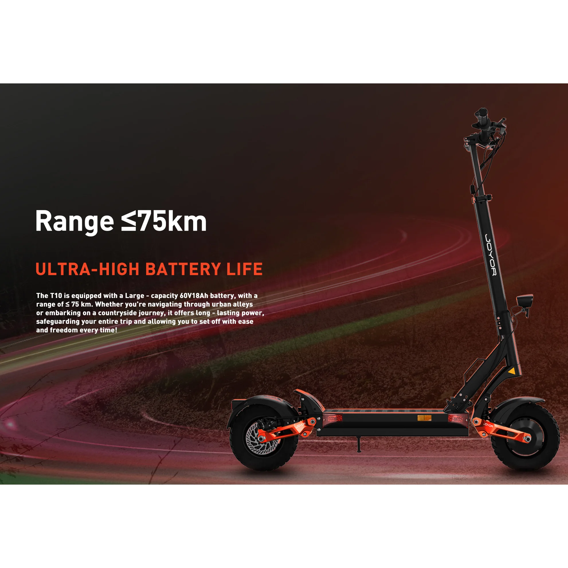 Electric Scooter JOYOR T10 top speed 60 km/h 2000W motor 60V 18Ah battery