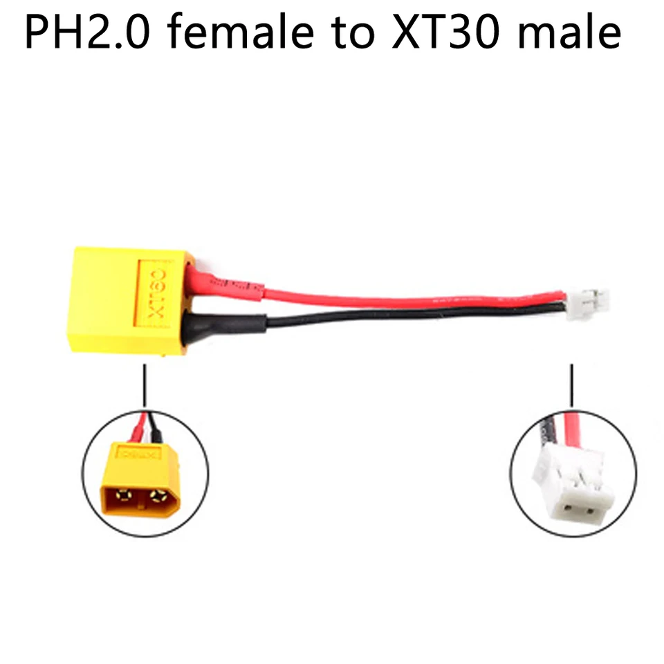 ZAWELIYO 5 Cavi Adattatore PH2.0 Maschio A Femmina Per Batteria Lipo, Lunghezza 91mm, Per Axial SCX24 1/24 RC Crawler E Modellismo