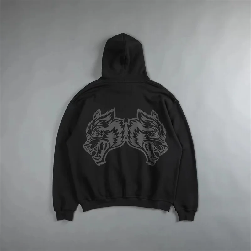 

Darc Sport Wolf Print Male Sweatshirt Men's Coat Fashion Men's Fleece Jacket Unisex Couple Hoodies Black White Sweatshirts