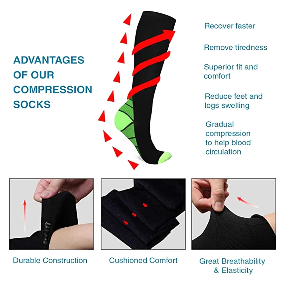 1Pair Compression Socks (20-30mmHg) for Men & Women &ndash; Best Compression Socks for All Day Wear, Better Blood Flow, Swelling