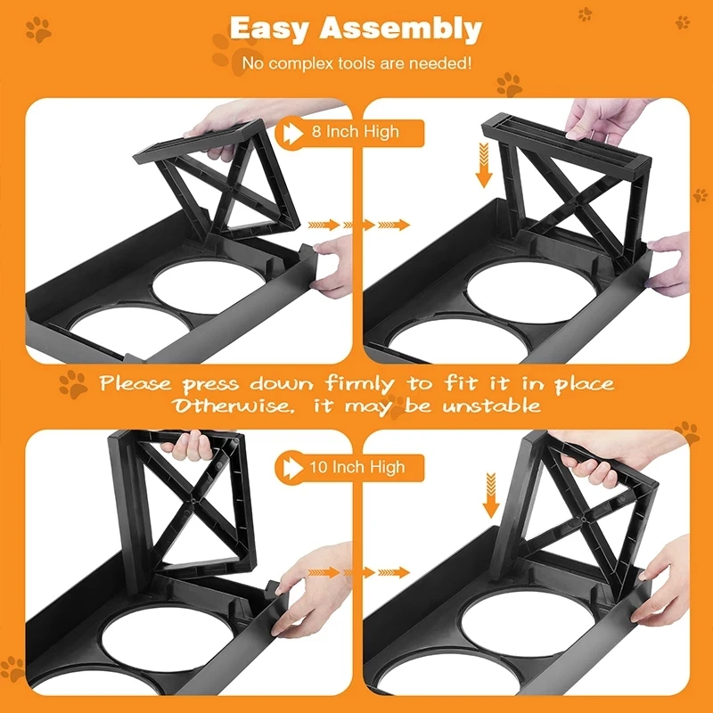 Elevated Dog Bowls 3 Adjustable Heights Dog Food Water Bowl with Slow Feeder Bowl Dog Bowl For Pet Meal Mat Elevated Bowl Mat 5