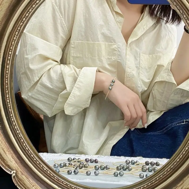 HENGSHENG- Ʈ , 8-9mm, õ ؼ Tahitian  , 14K   ε ־ 