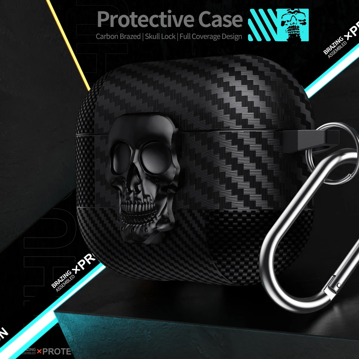 Halloween Skull Secure Lock Clip Case with Carabiner