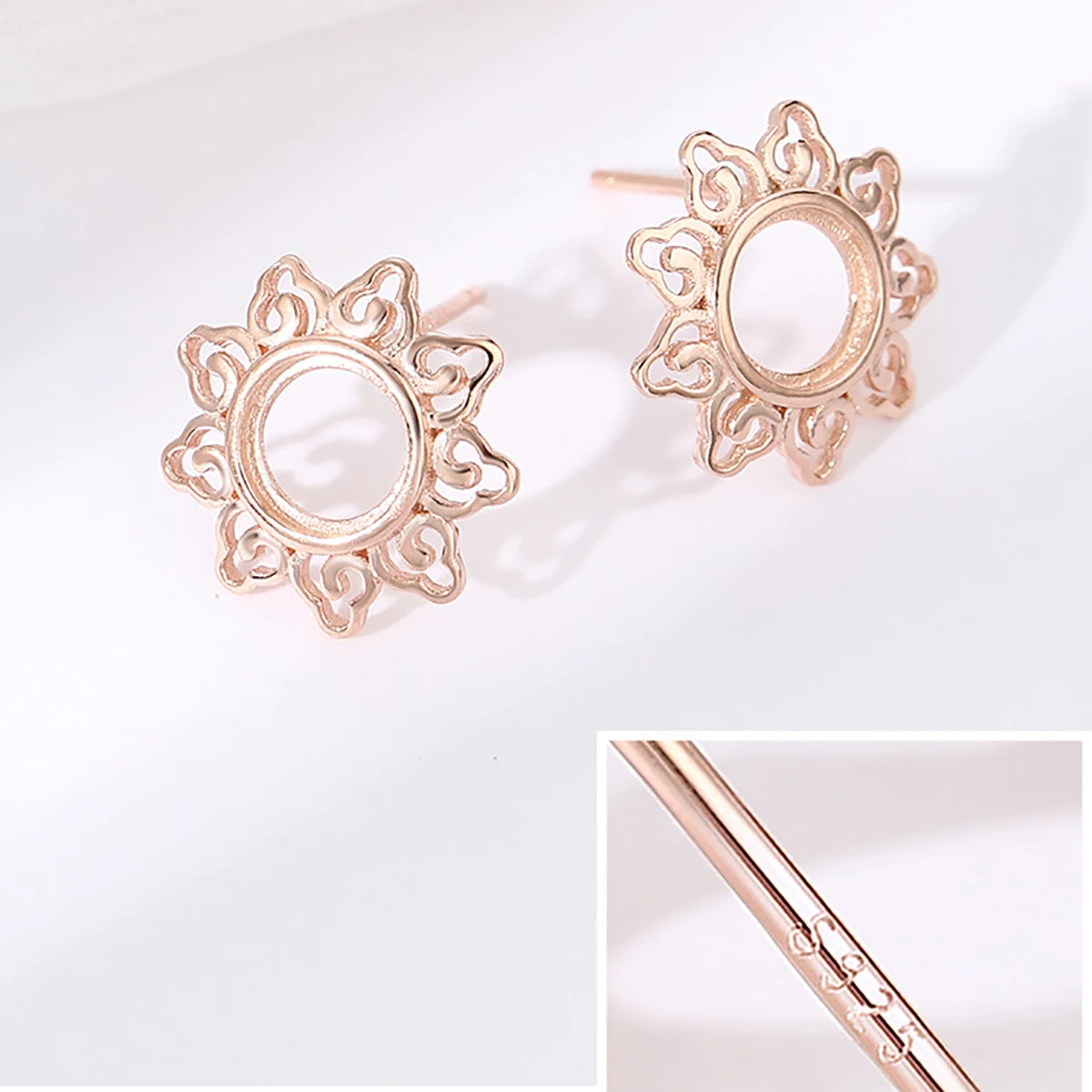 1 pair 925 Sterling Silver Blank Charm Earrings Base Fit Round Oval Cabochon Bead Settings DIY Jewelry Making Supplies
