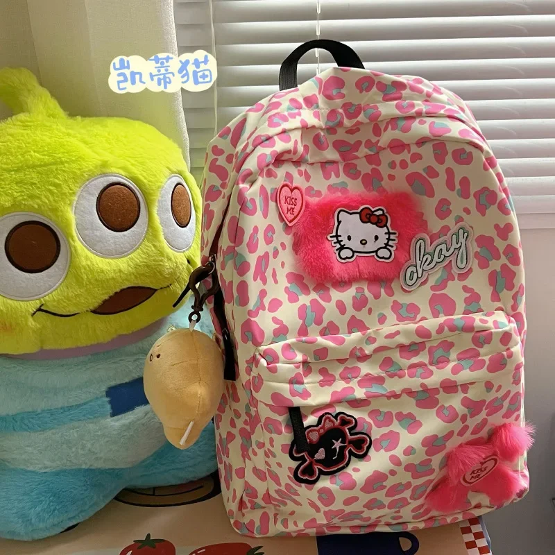 Pink girl schoolbag female cute KT cat junior high school and high school student backpack large capacity school backpack