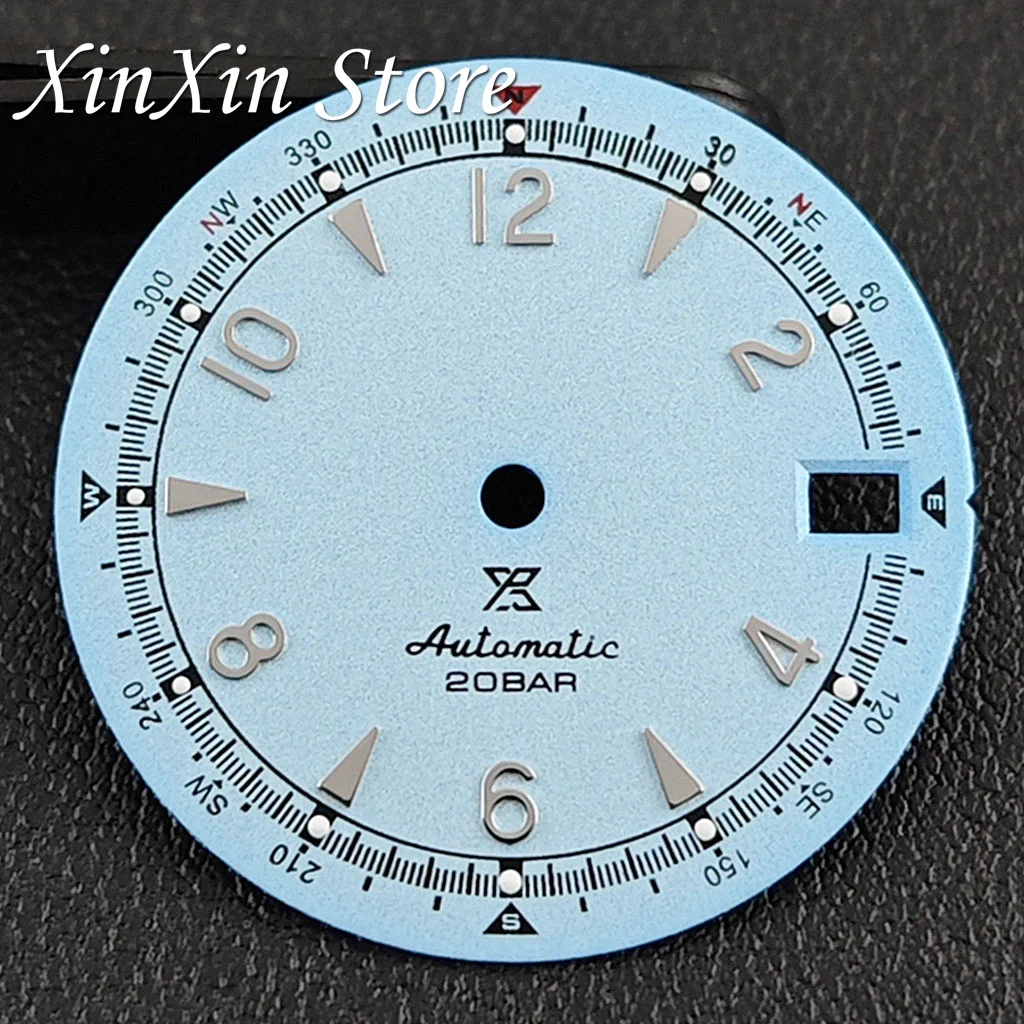 Green Luminous Retro Matte Watch Dial with Hands, 28.5mm