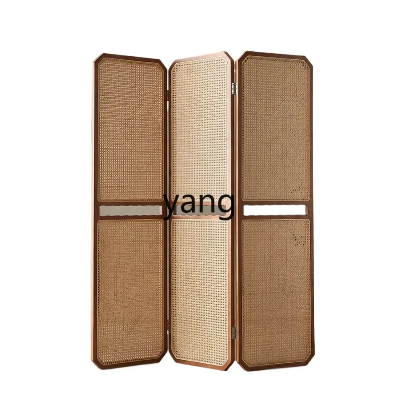 

L'm'm Solid Wood Screen Removable Folding Rattan Partition Living Room Entrance