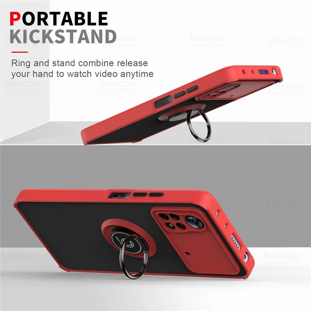 Luxury Magnet Matte Shockproof Ring Holder Case - Enhanced Protection and Style
