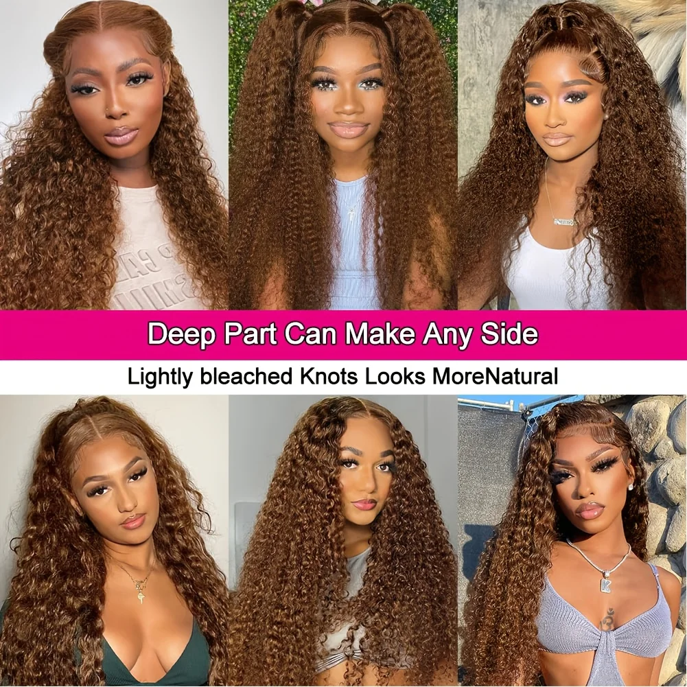 Chocolate Brown Deep Wave Human Hair Wig 13x4 HD Lace Glueless Lace Front Wigs Human Hair On Clearance Sale Curly Human Hair Wig 5