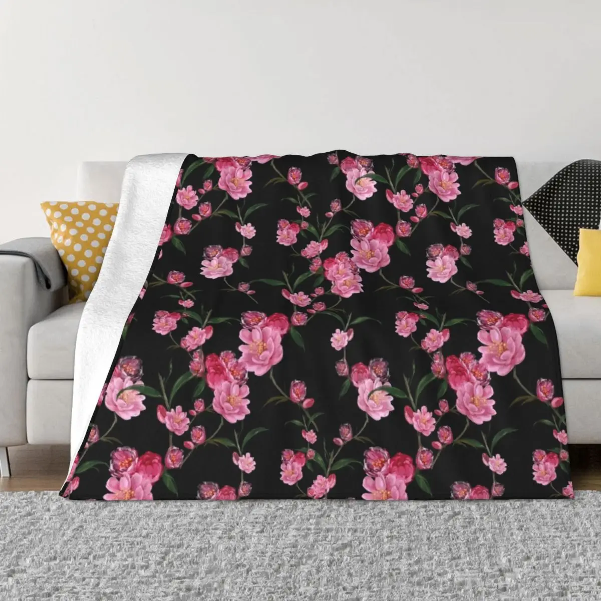 

Flower pink peony Throw Blanket Softest Retros Furrys Blankets