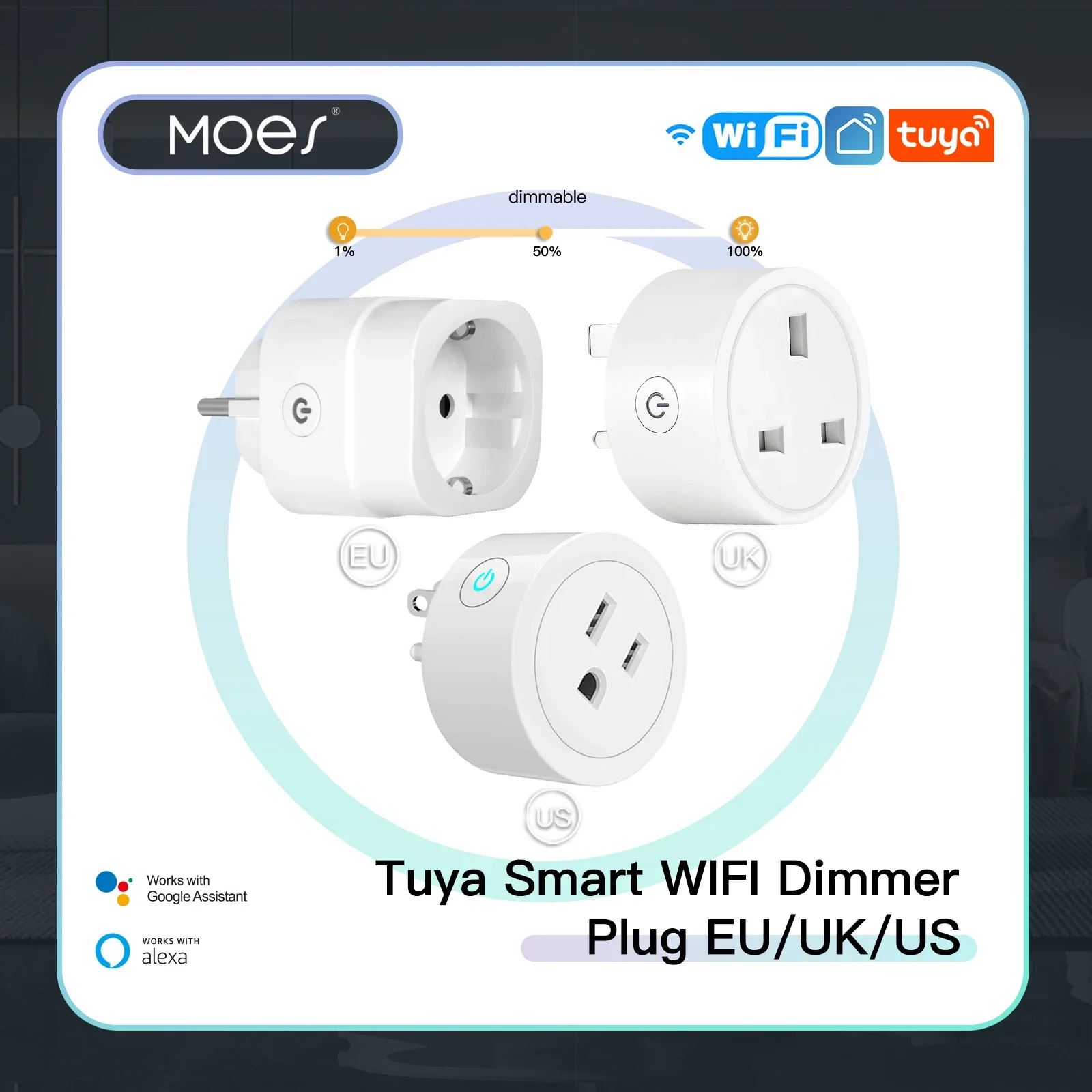 MOES Tuya Wifi-rolluikschakelaar, set van 4, timer, compatibel met Alexa Google Assistant, MOES/Tuya/Smart Life